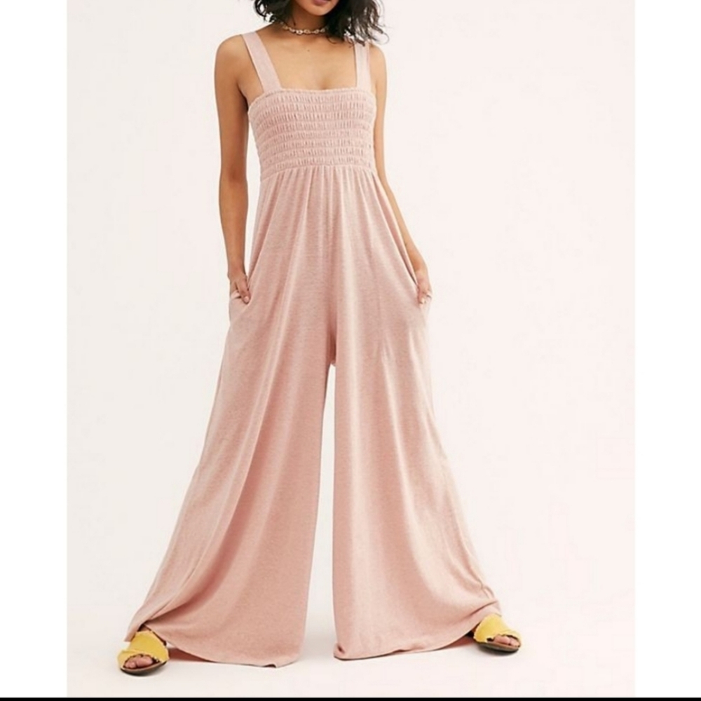 Free People Beach Homecoming Linen Blend Jumpsuit.